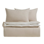 Miran Yarn Dyed Muslin Duvet Cover & Pillowcase Set - Natural/White - DUSK
