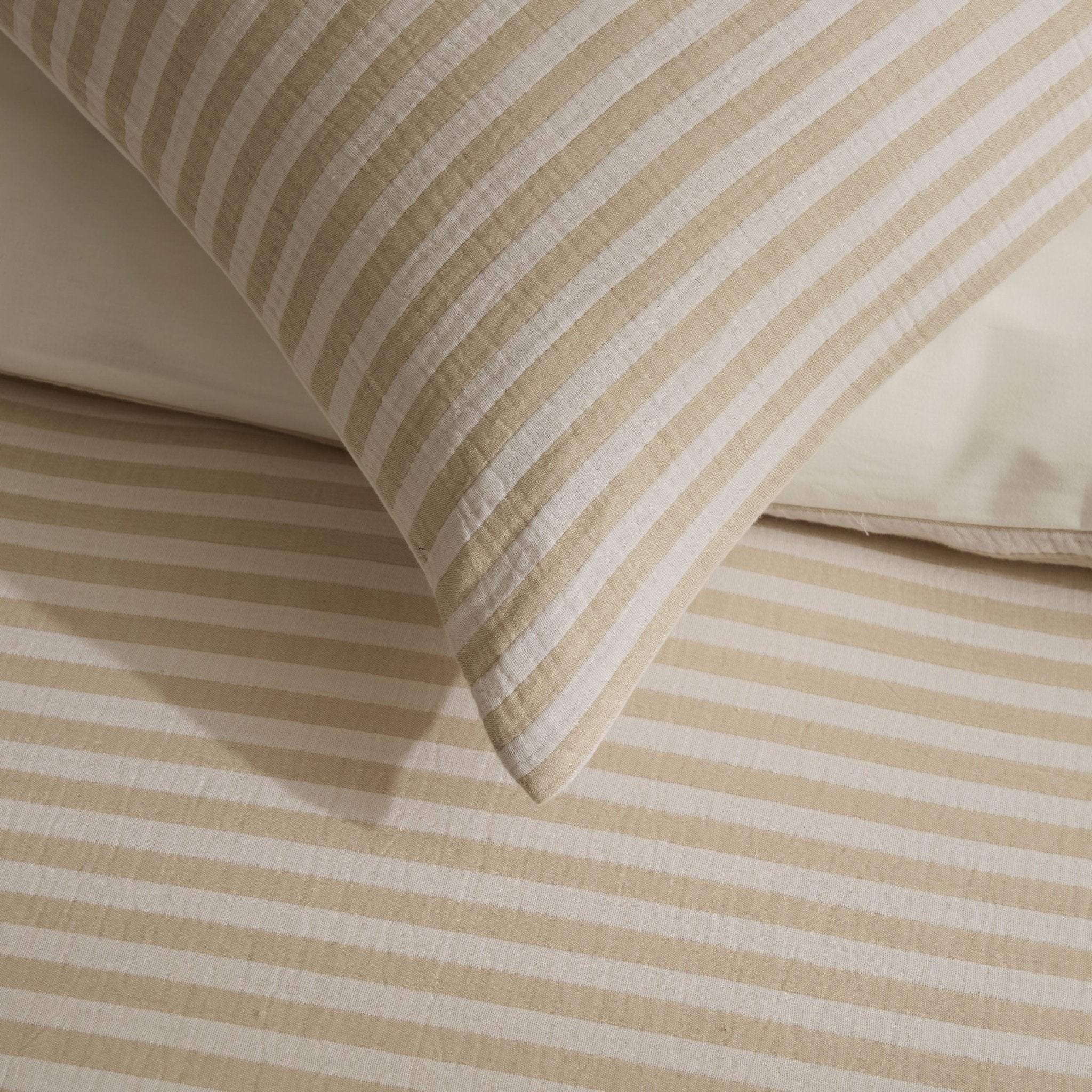 Miran Yarn Dyed Muslin Duvet Cover & Pillowcase Set - Natural/White - DUSK