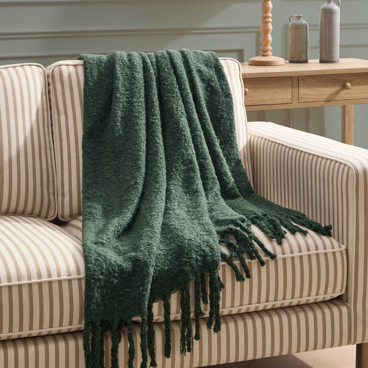 Mohair Style Sofa Throw - Forest Green - DUSK