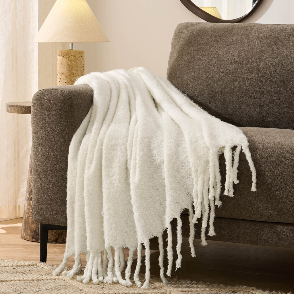 Mohair Style Sofa Throw - Natural - DUSK