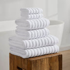 Monaco Plush Ribbed Cotton Towel Collection - White - DUSK