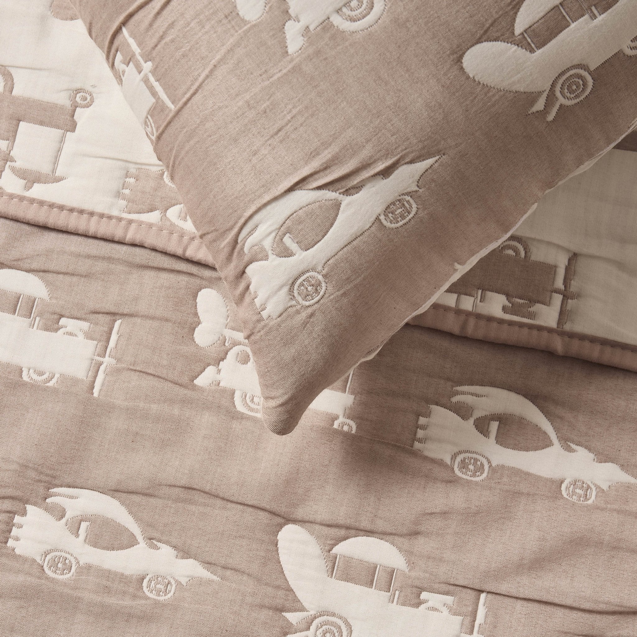 Morgan Transport Matelasse Cushion and Bedspread Set - Taupe - DUSK
