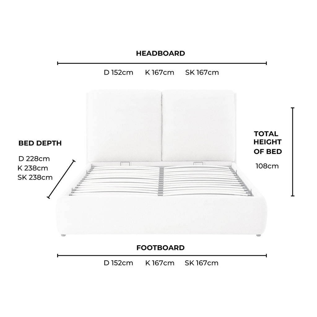 Murcia Ottoman Storage Bed - Chenille Oatmeal - DUSK