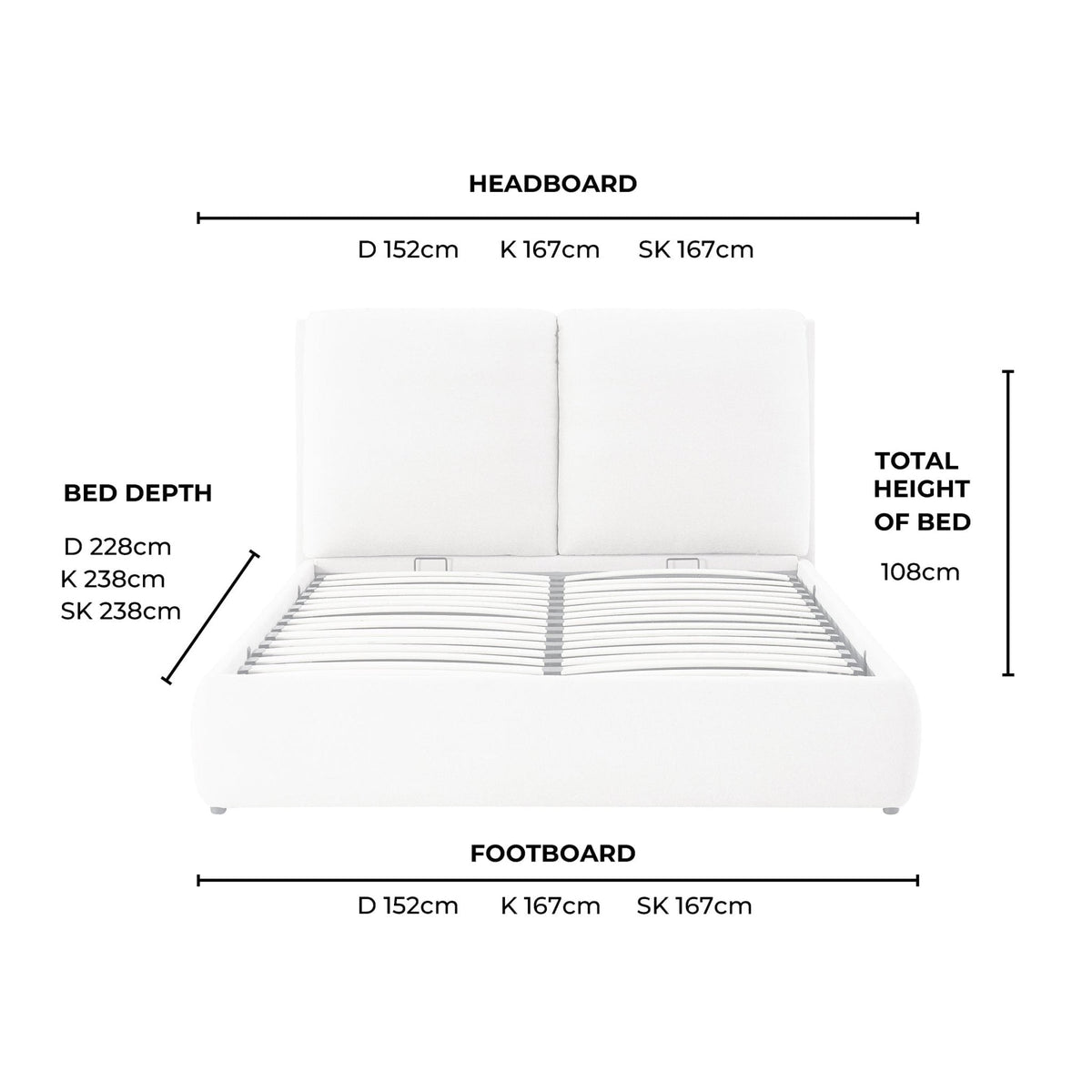 Murcia Ottoman Storage Bed - Chenille Oatmeal - DUSK