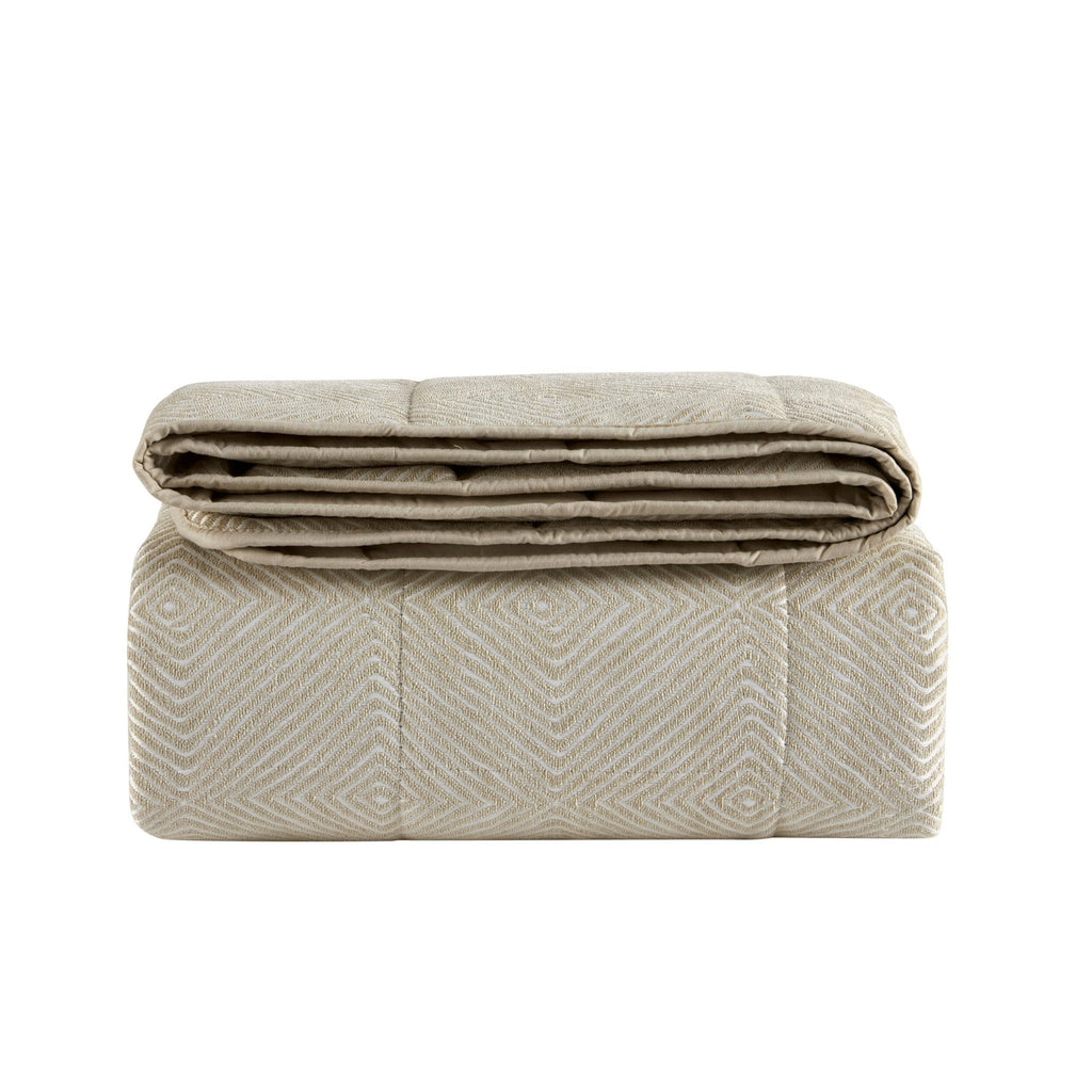 Nairobi Geo Chenille Stitch Quilt Bedspread - Taupe/White - DUSK