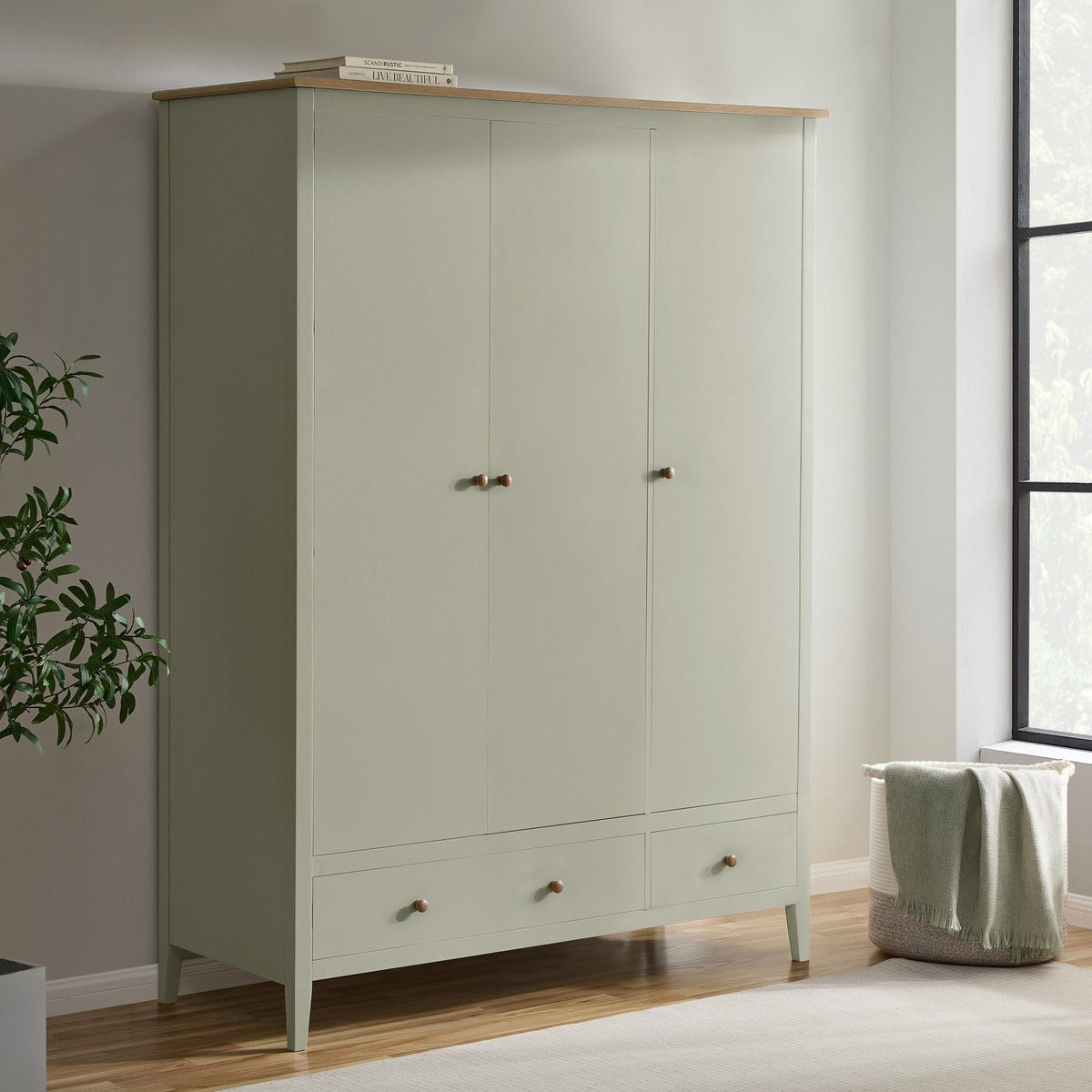 Nell 3 Door Wardrobe - Sage - DUSK