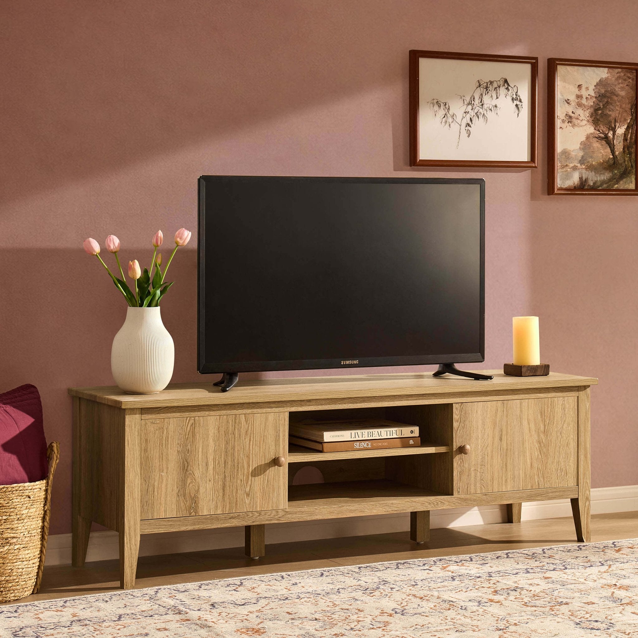 Nell Tv Unit for TVs up to 60" - Light Wood - DUSK