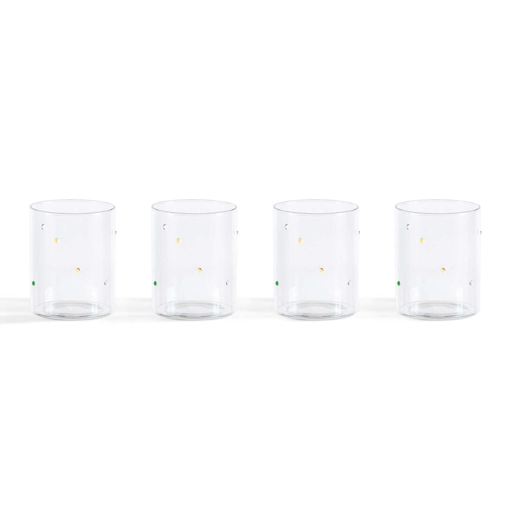 Nelly Polka Dot Glass Highballs - Set of 4 - Clear - DUSK