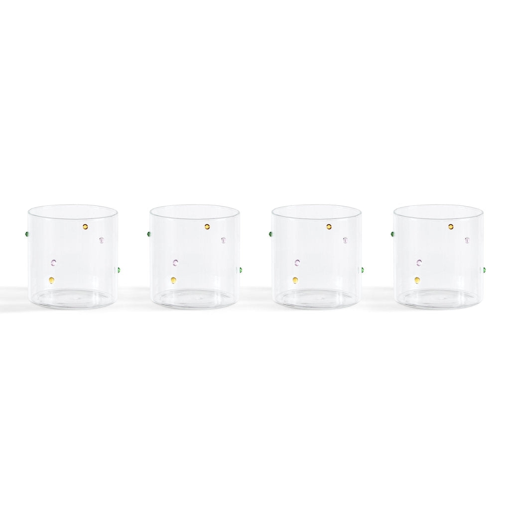 Nelly Polka Dot Glass Tumblers - Set of 4 - Clear - DUSK