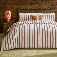 Noa 100% Cotton Stripe Duvet Cover & Pillowcase Set - Chocolate - DUSK