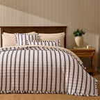 Noa Ruffle Edge Stripe Bedspread - Chocolate - DUSK
