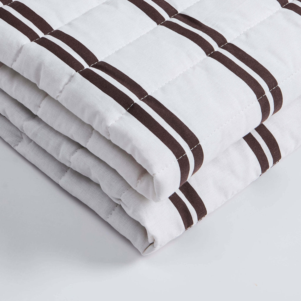 Noa Ruffle Edge Stripe Bedspread - Chocolate - DUSK