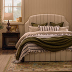 Noa Ruffle Edge Stripe Bedspread - Chocolate - DUSK
