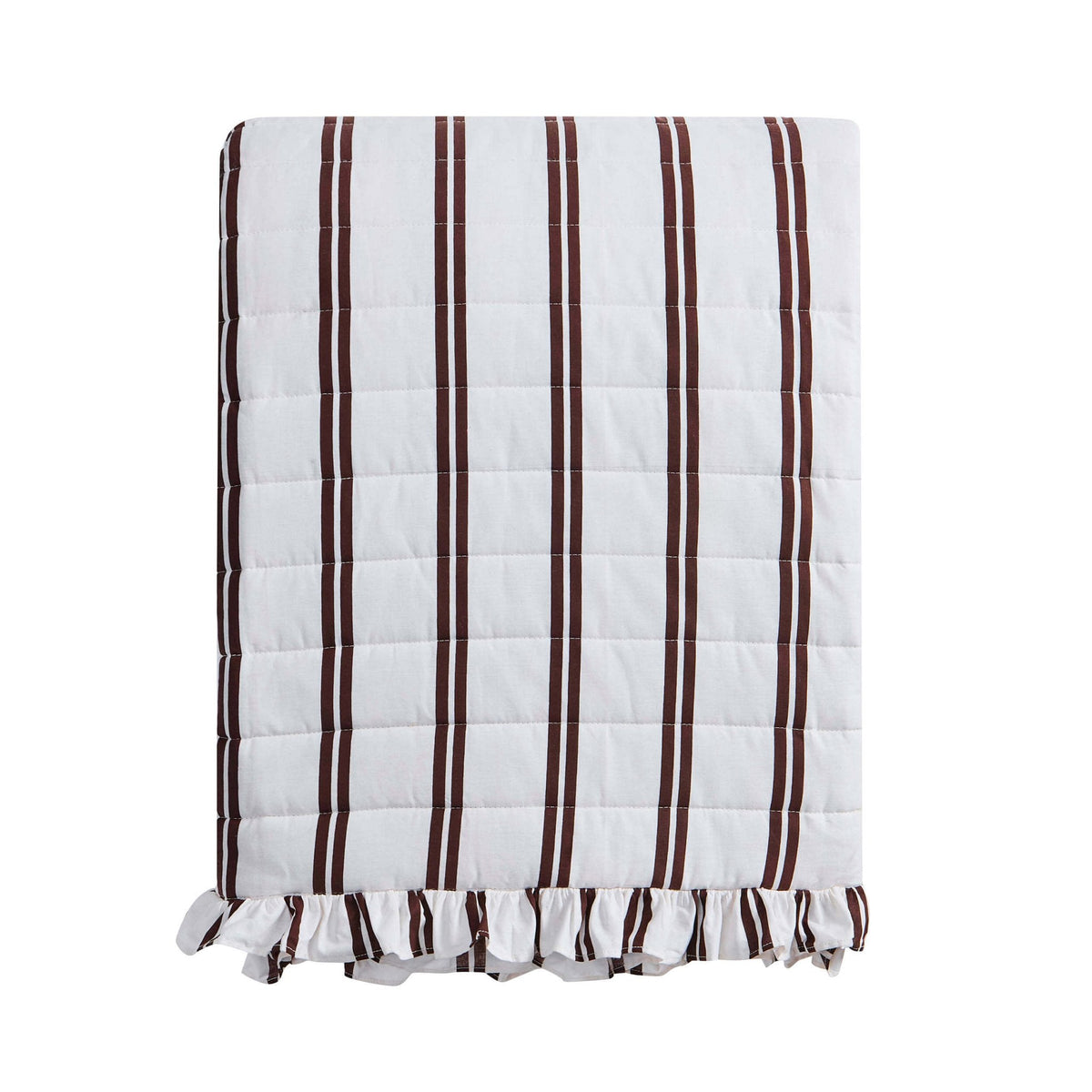 Noa Ruffle Edge Stripe Bedspread - Chocolate - DUSK