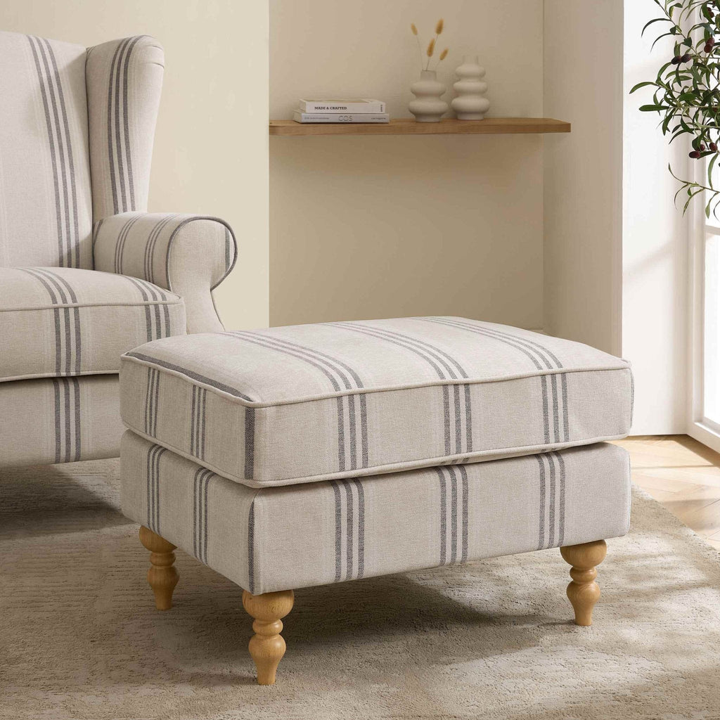 Nora Pouffe - Natural 3 Stripe - DUSK