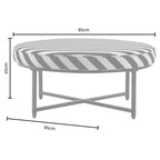 Northwich Black Metal Frame Pouffe - Mono Stripe - DUSK