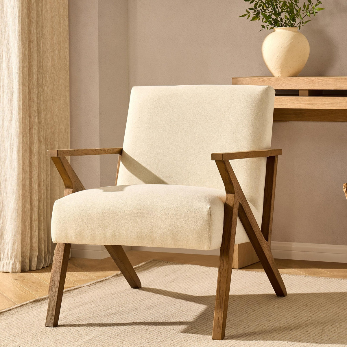 Nyla Accent Chair - Cream Linen - DUSK