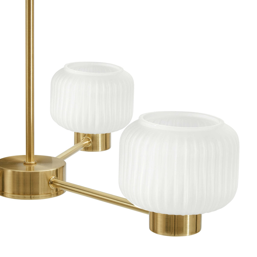 Octavia Ribbed Glass 3 Light Chandelier - Brass - DUSK
