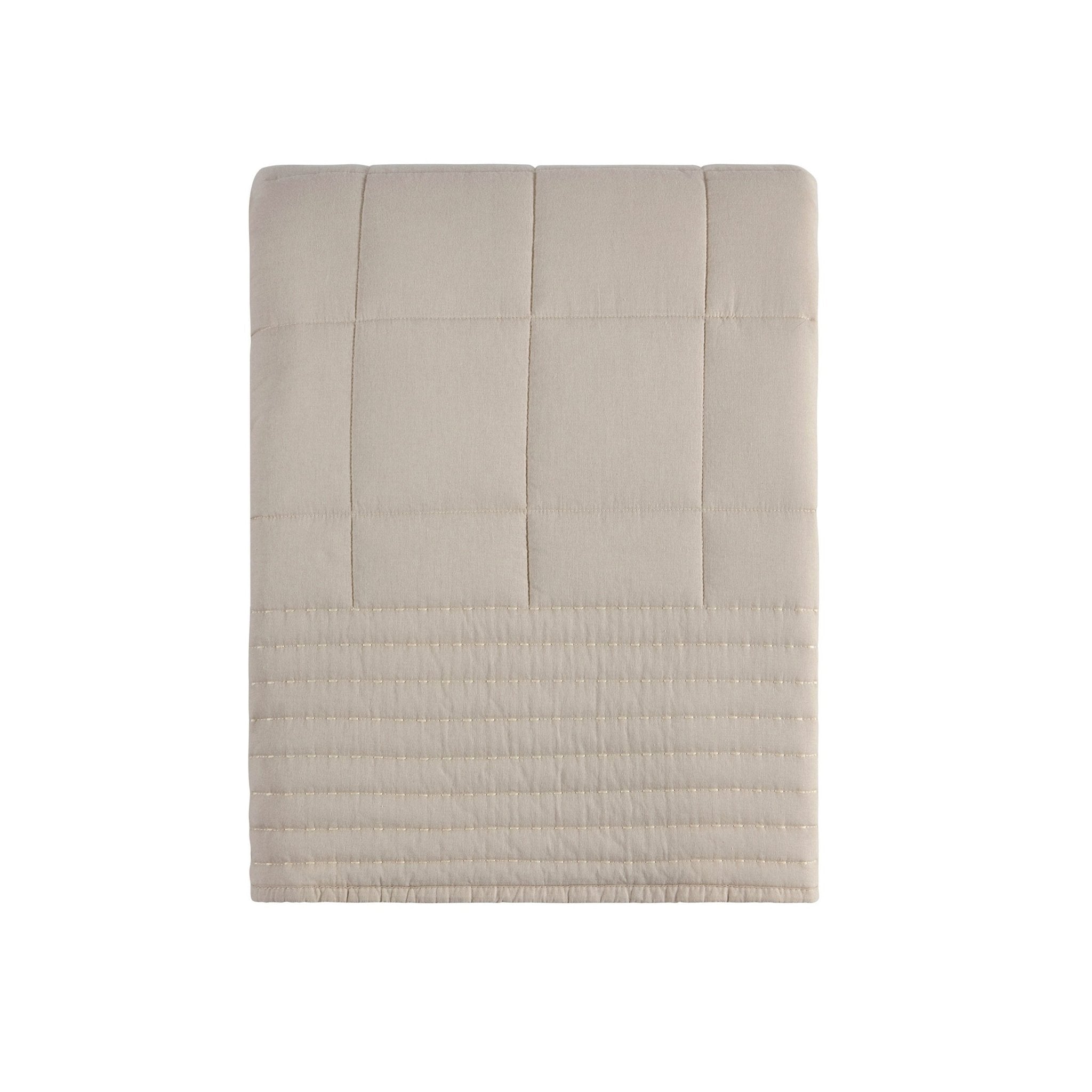 Oxford 100% Pure Cotton Quilted Bedspread - Champagne - DUSK