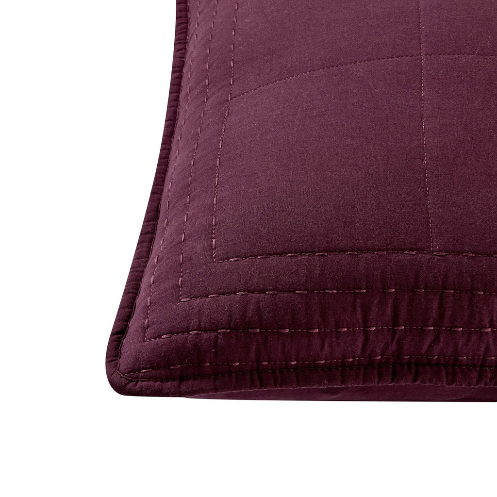 Oxford 100% Pure Cotton Quilted Cushion Cover - Aubergine - DUSK