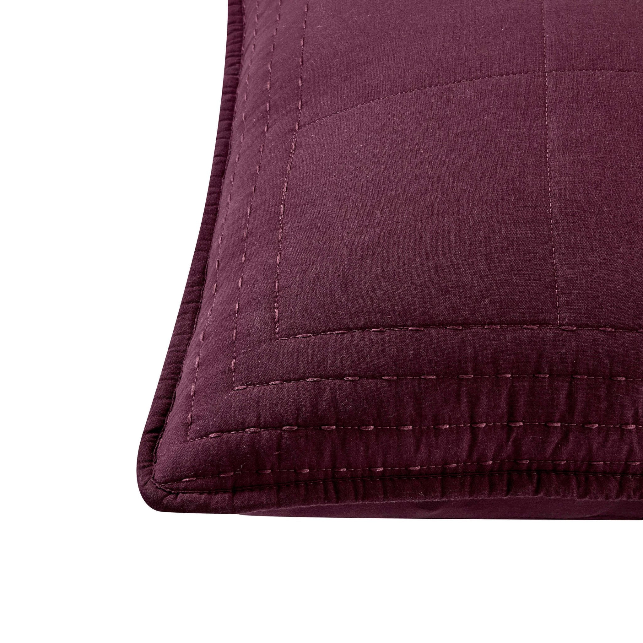 Oxford 100% Pure Cotton Quilted Cushion Cover - Aubergine - DUSK