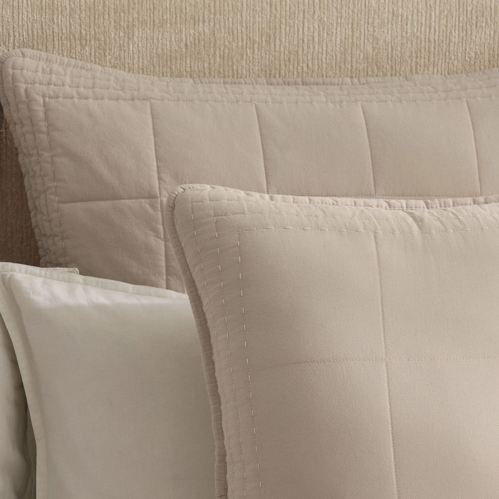 Oxford 100% Pure Cotton Quilted Cushion Cover - Champagne - DUSK