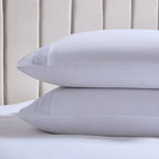 Pair of Alma 300 Thread Count Lace Insert Classic Pillowcases - Sateen - Off White - DUSK