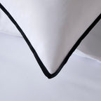 Pair of Bamboo Cotton Plain Dye Classic Pillowcases - White/Black - DUSK