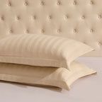 Pair of Hotel Satin Stripe 200 Thread Count Oxford Pillowcases - Champagne - DUSK