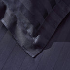 Pair of Hotel Satin Stripe 200 Thread Count Oxford Pillowcases - Navy - DUSK