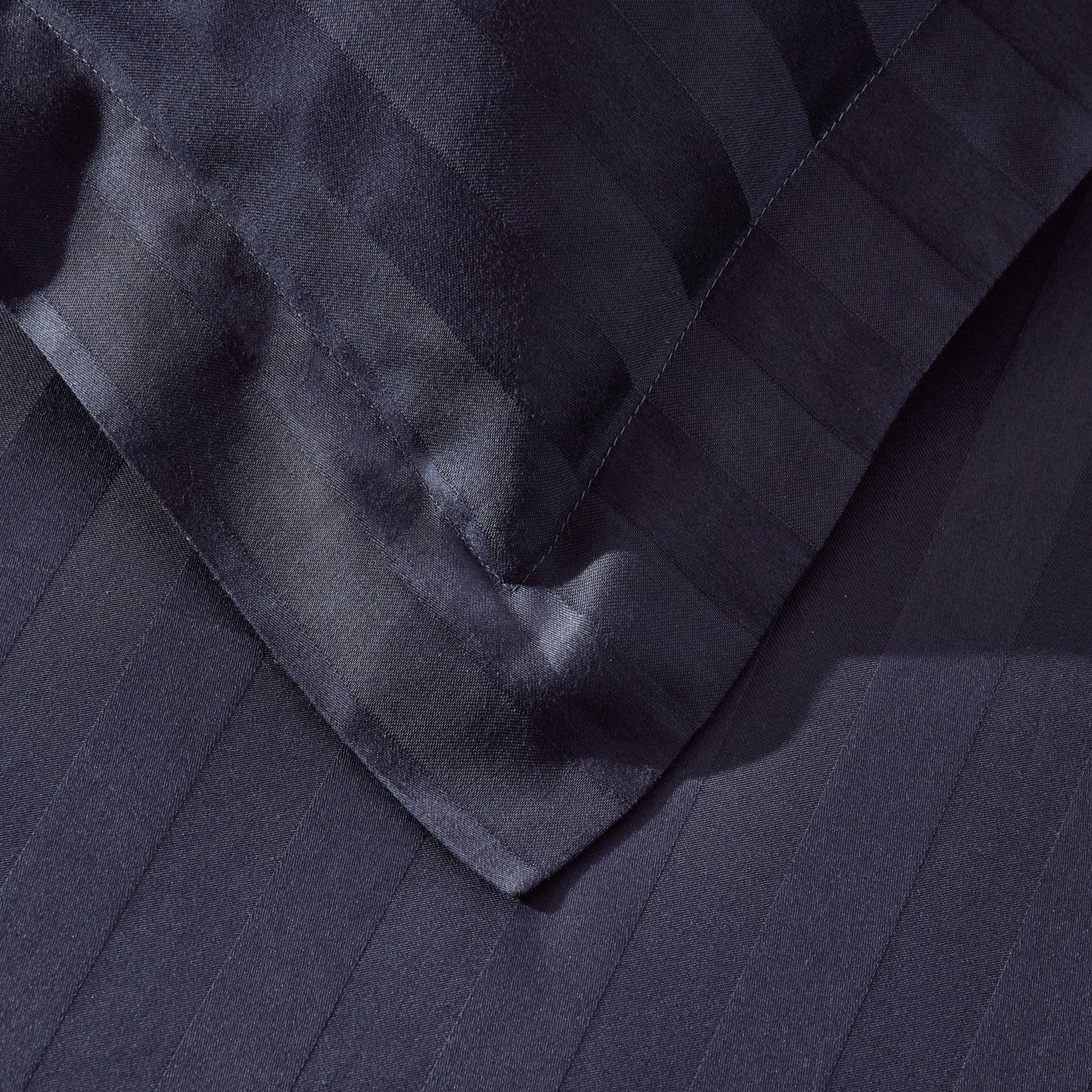 Pair of Hotel Satin Stripe 200 Thread Count Oxford Pillowcases - Navy - DUSK