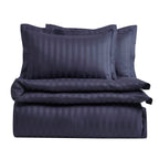Pair of Hotel Satin Stripe 200 Thread Count Oxford Pillowcases - Navy - DUSK