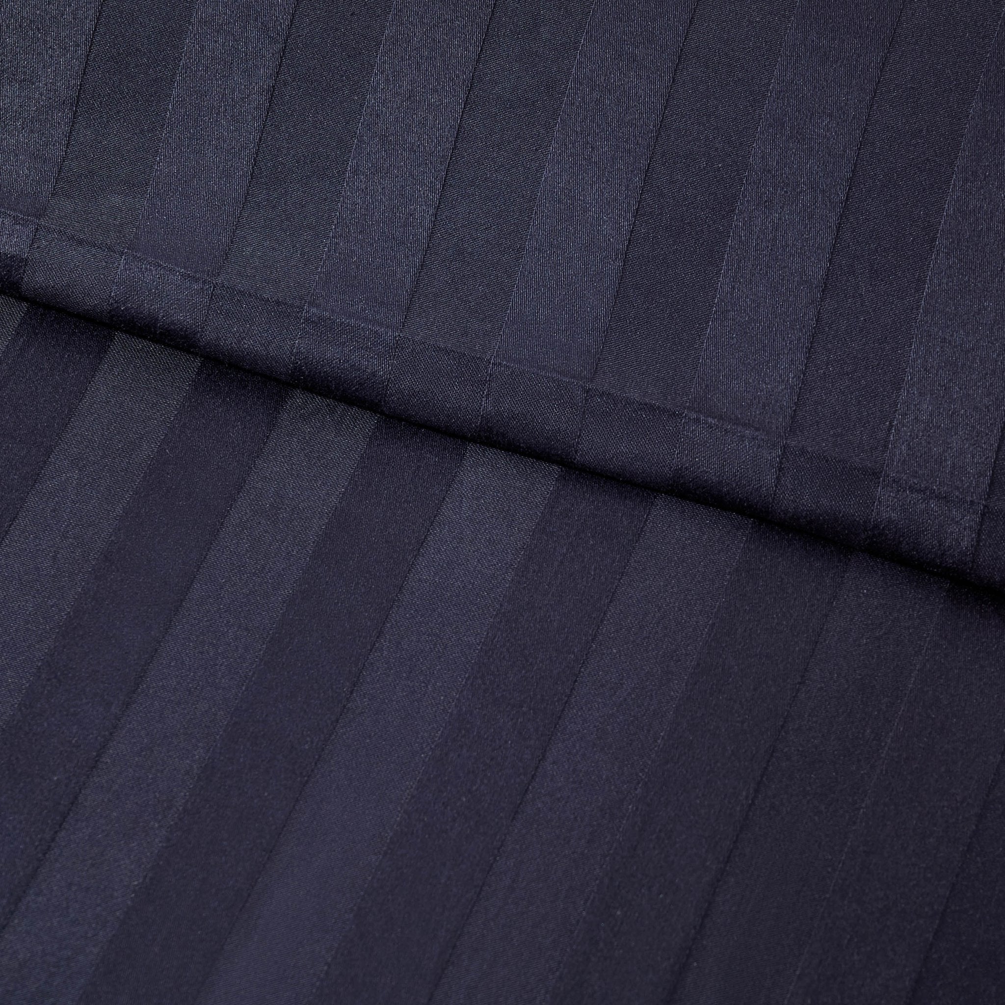 Pair of Hotel Satin Stripe 200 Thread Count Oxford Pillowcases - Navy - DUSK