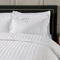 Pair of Hotel Satin Stripe 200 Thread Count Oxford Pillowcases - White - DUSK