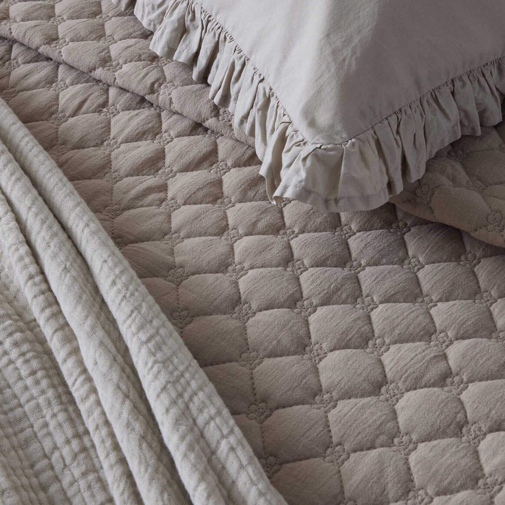 Pair of Marion Ruffle Edge Oxford Pillowcases - Washed Cotton - Sand - DUSK