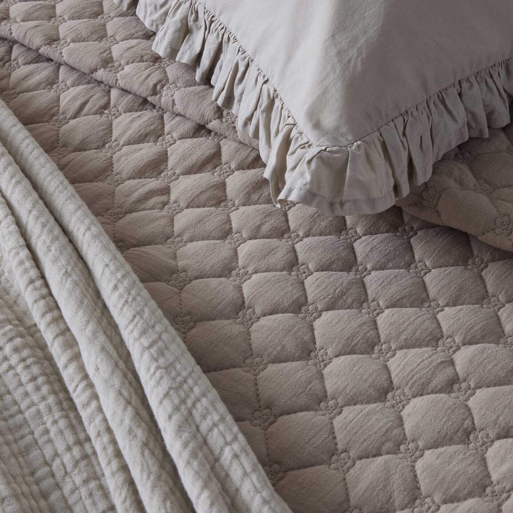 Pair of Marion Ruffle Edge Oxford Pillowcases - Washed Cotton - Sand - DUSK