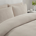 Pair of Portofino Waffle Pillowcases - 200 TC - Cotton - Natural - DUSK