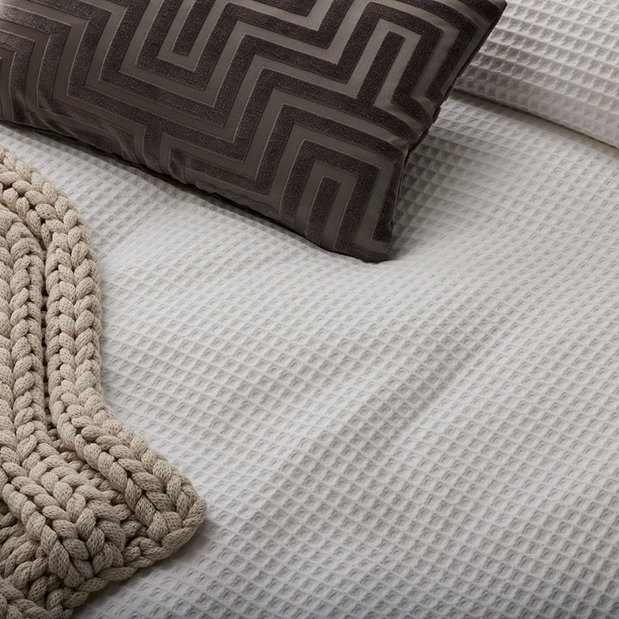 Pair of Portofino Waffle Pillowcases - 200 TC - Cotton - White - DUSK