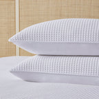 Pair of Portofino Waffle Pillowcases - 200 Thread Count - Cotton - White - DUSK