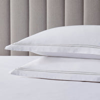 Pair of Regent Embroidered Oxford Pillowcases - 400 Thread Count Sateen - Grey - DUSK