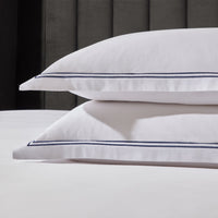 Pair of Regent Embroidered Oxford Pillowcases - 400 Thread Count Sateen - Navy - DUSK