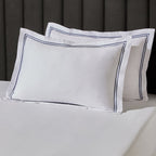 Pair of Regent Embroidered Oxford Pillowcases - 400 Thread Count Sateen - Navy - DUSK