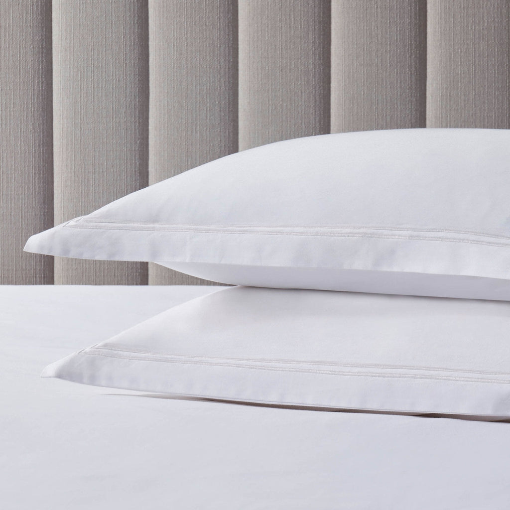 Pair of Regent Embroidered Oxford Pillowcases - 400 Thread Count Sateen - White - DUSK