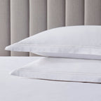 Pair of Regent Embroidered Oxford Pillowcases - 400 Thread Count Sateen - White - DUSK