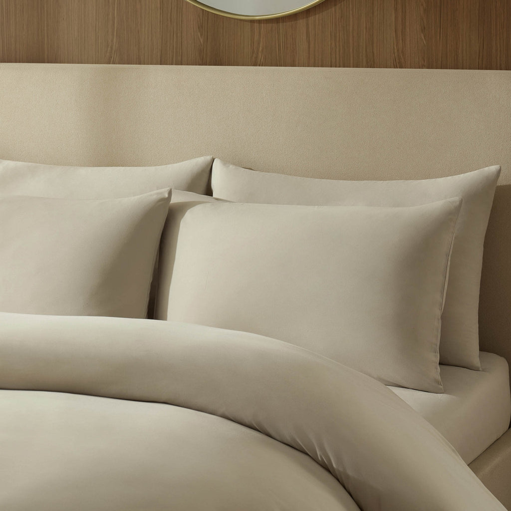 Pair of Soft Touch Microfibre Pillowcases - Stone - DUSK