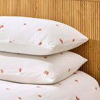 Peach Embroidery 100% Cotton Muslin Duvet Cover & Pillowcase Set - Peach - DUSK