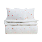 Peach Embroidery 100% Cotton Muslin Duvet Cover & Pillowcase Set - Peach - DUSK