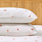 Peach Embroidery 100% Cotton Muslin Duvet Cover & Pillowcase Set - Peach - DUSK