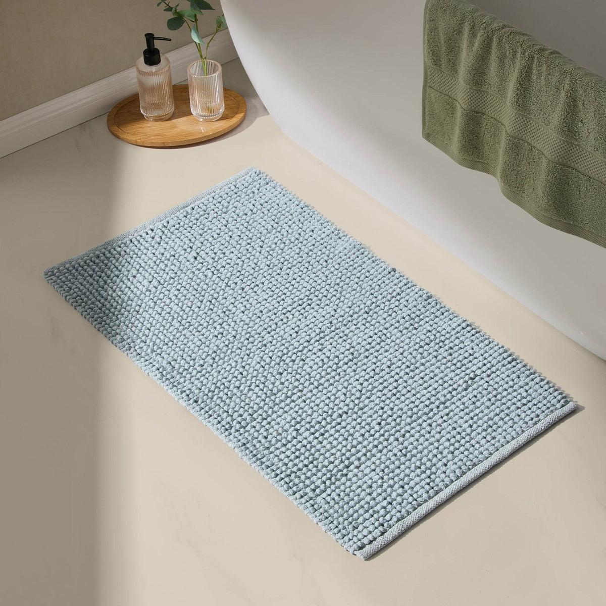 Pebble Cotton Bath Mat - Sky Blue - DUSK