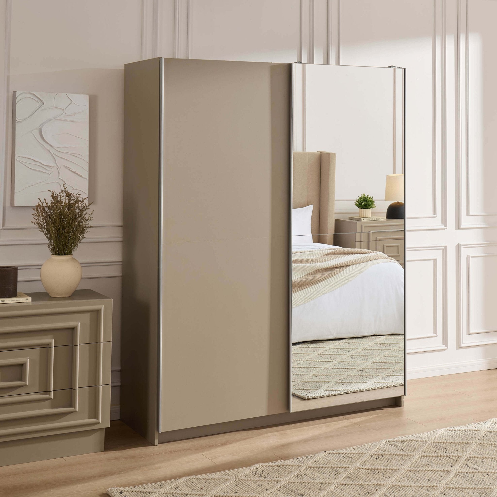 Penelope 150cm 2 Door Sliding Wardrobe - Taupe - DUSK